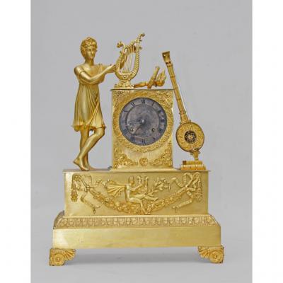 Empire Clock Bronze Apollo At La Lyre
