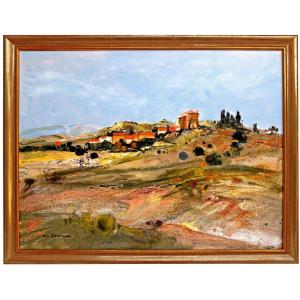 Michel Jouenne (born 1933) Very Large Landscape Of Occitanie