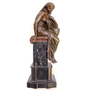 Large Nineteenth Bronze Melpomene (h: 70 Cm)