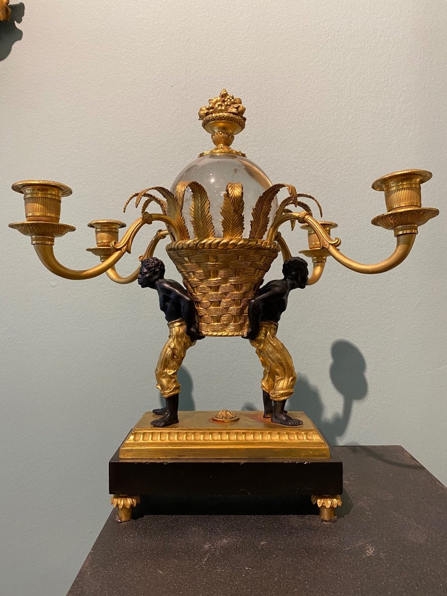 Candelabre En Bronze Dore' Et Bruni