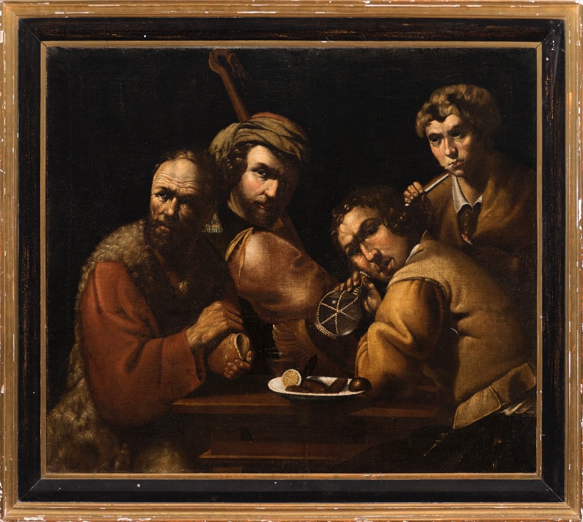 Peinture à Huile Sur Toile Representant Les Mangeurs De Moules -photo-2