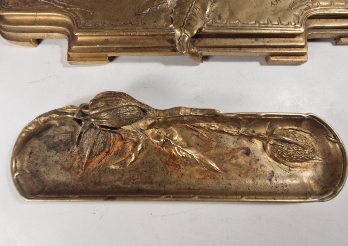 Bronze Inkwell With Pennacchio Holder. -photo-2
