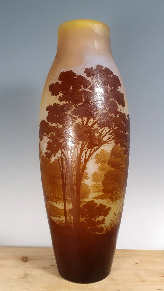 Monumentale Gallè vaso paesaggio 