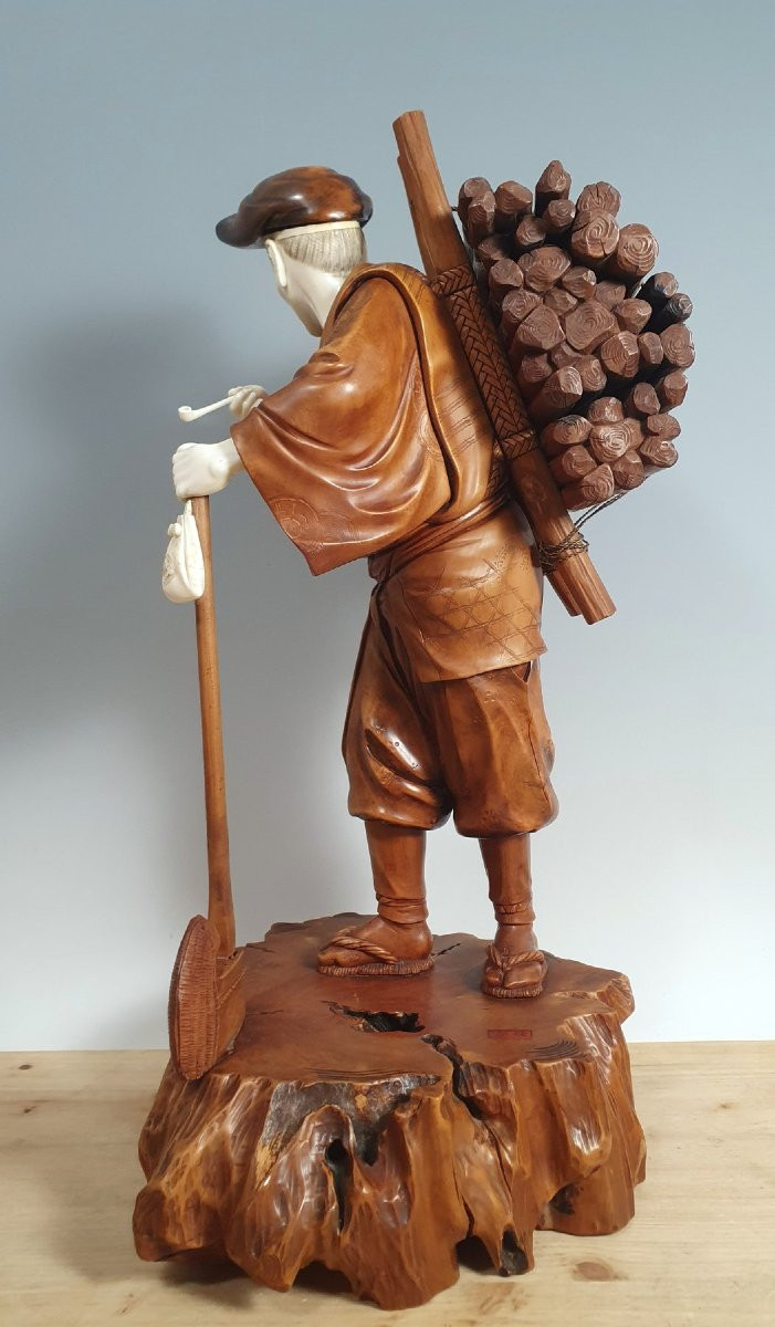 okimono in avorio e legno-photo-1