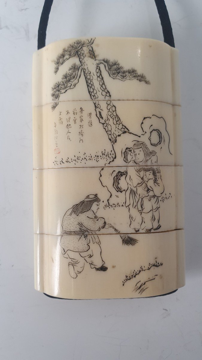Inro - Ivoire D’éléphant - Japon - Période Meiji (1868-1912) Art 1131-photo-1