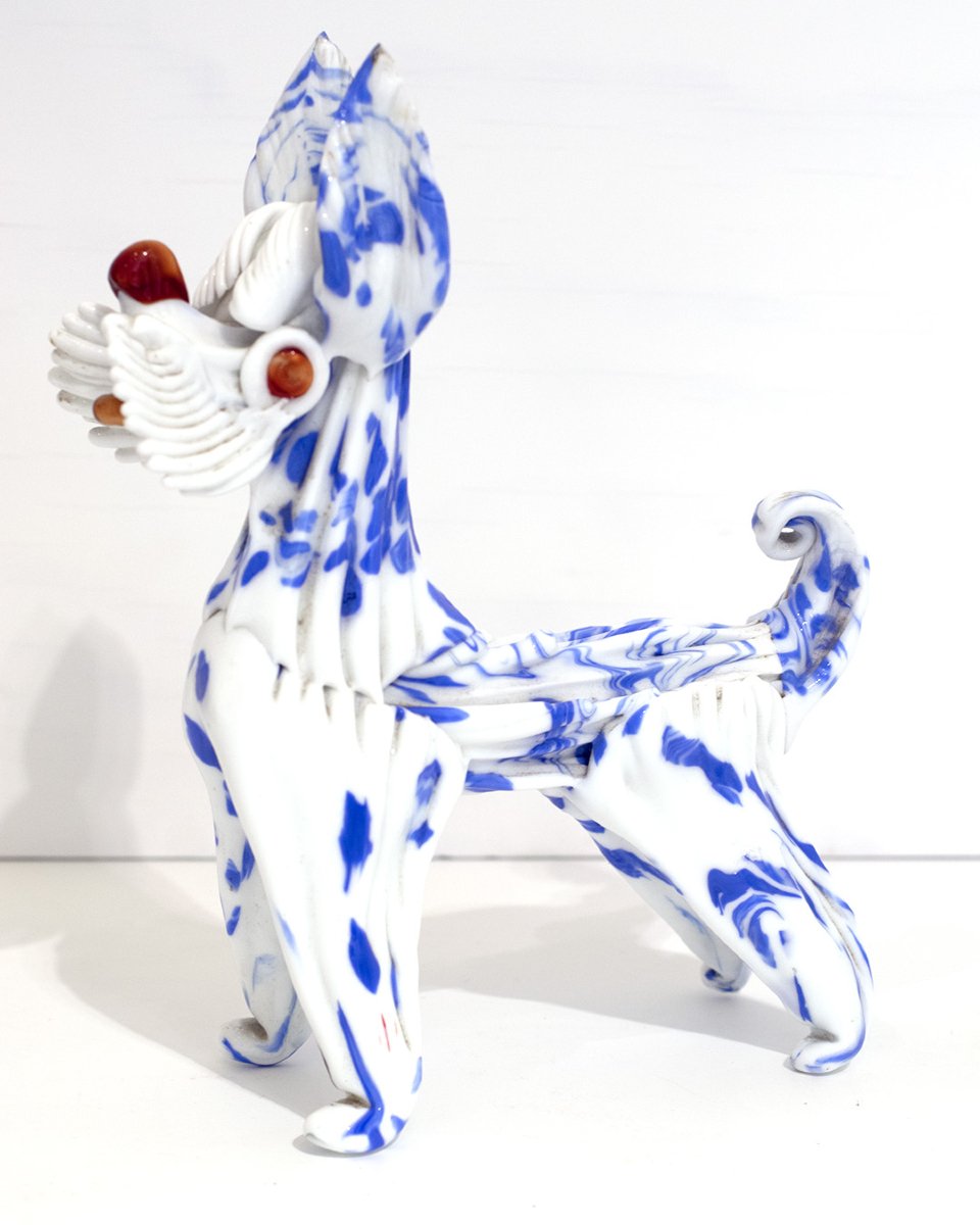 Cane in vetro di Murano lattimo a macchie, Archimede Seguso, 1950 ca.