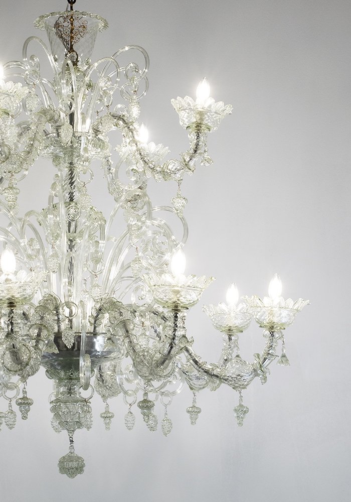 Lampadario in vetro di Murano 12 luci "Ca' Rezzonico", 1950 ca.-photo-2
