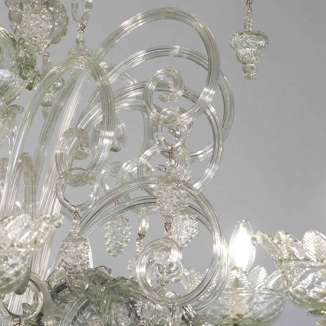 Lampadario in vetro di Murano 12 luci "Ca' Rezzonico", 1950 ca.-photo-4
