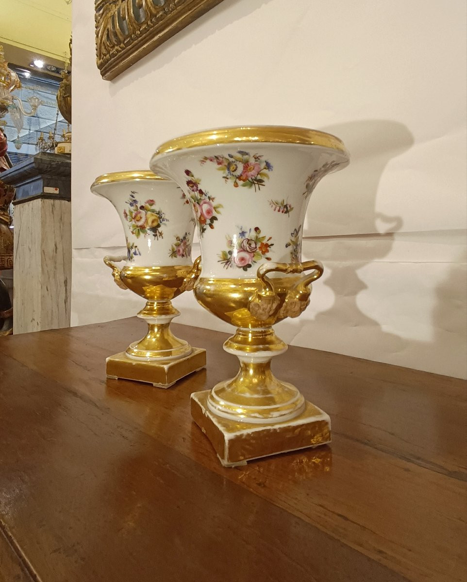 COPPIA DI VASI IN PORCELLANA GINORI PRIMI XIX SECOLO-photo-2