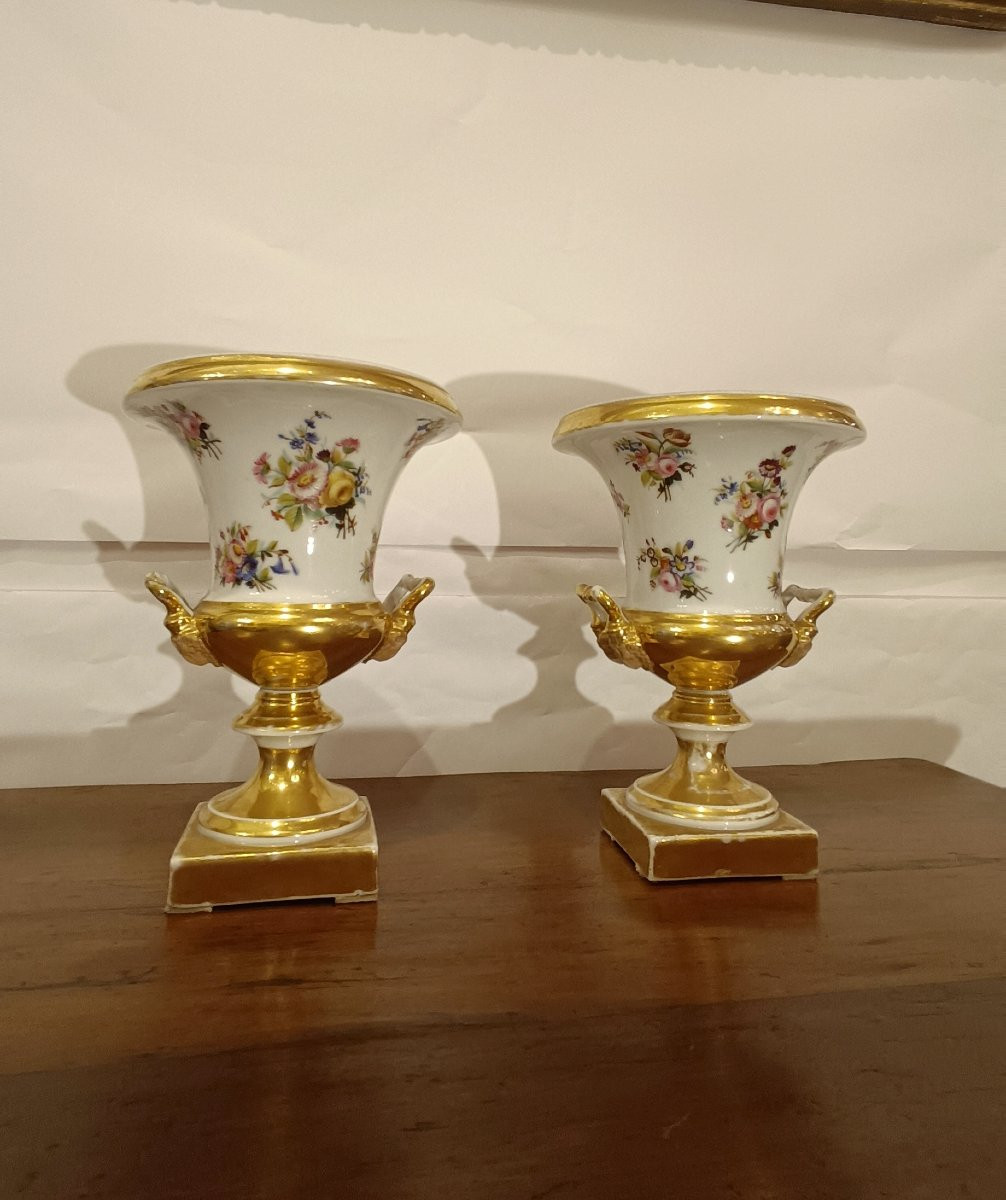 COPPIA DI VASI IN PORCELLANA GINORI PRIMI XIX SECOLO-photo-2