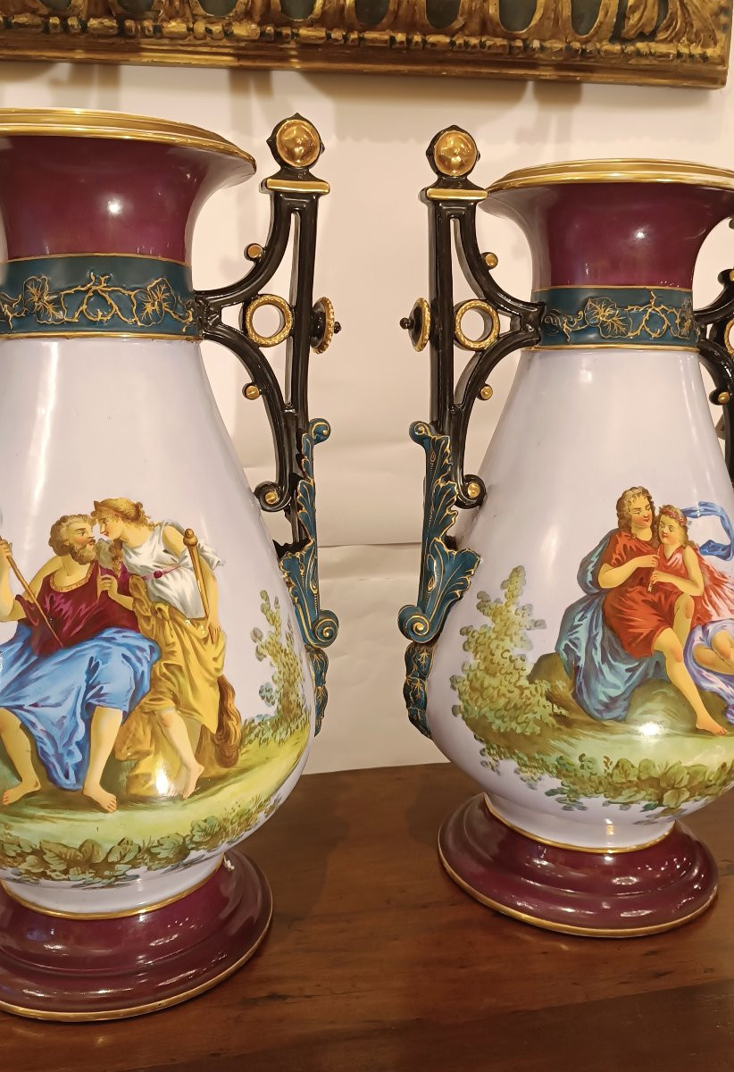 VASI IN PORCELLANA BIEDERMEIER META' XIX SECOLO -photo-2