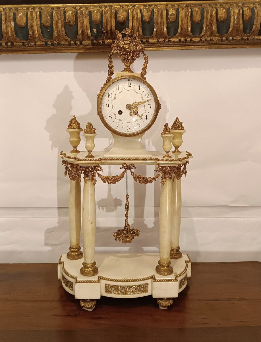 OROLOGIO NAPOLEONE III IN MARMO E BRONZO DORATO META' XIX SECOLO