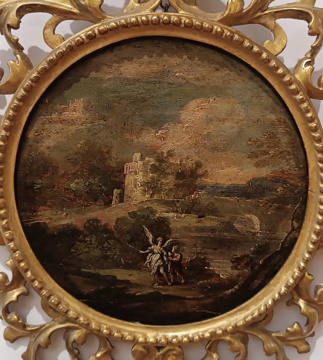 DIPINTO CON TUBIOLO E L'ANGELO INIZIO XVII SECOLO-photo-5
