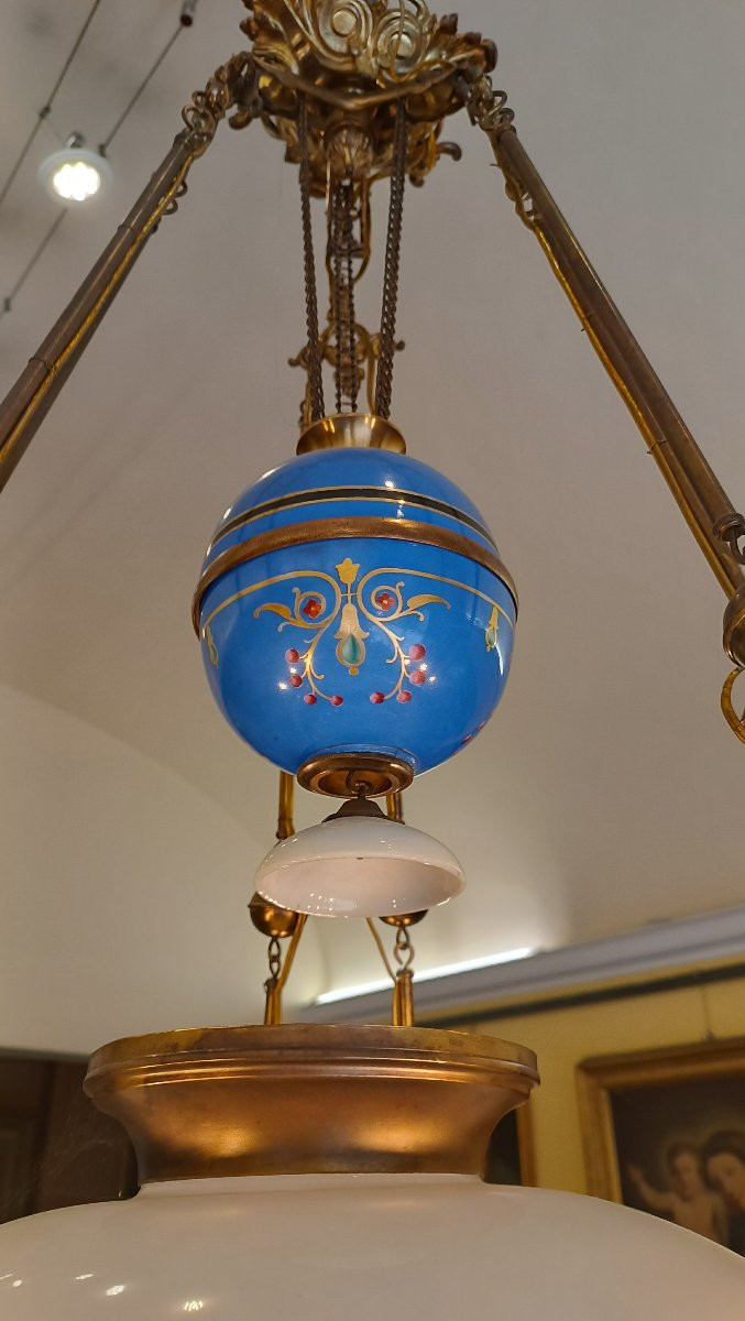 LAMPADARIO IN PORCELLANA E BRONZO DORATO META' XIX SECOLO-photo-7