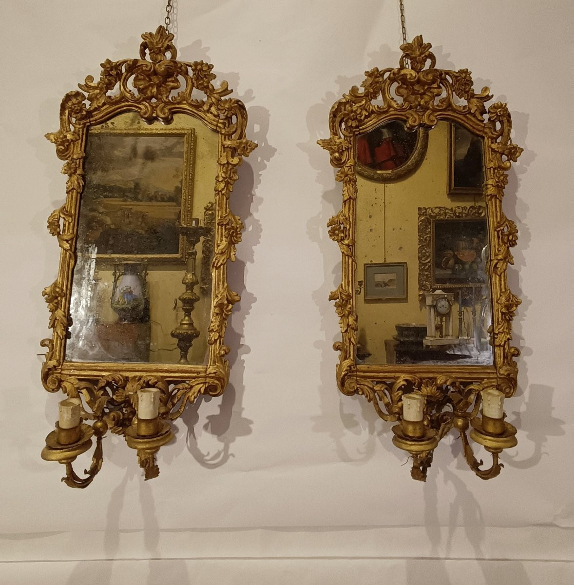 COPPIA DI SPECCHIERE DORATE FINE XIX SECOLO-photo-1