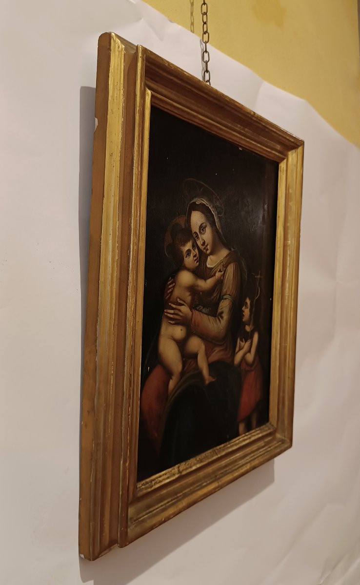 DIPINTO MADONNA CON BAMBINO E SAN GIOVANNI XVII SECOLO-photo-5