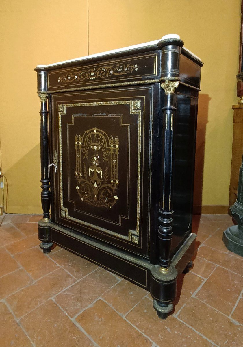 CREDENZINO BOULLE NAPOLEONE III META' XIX SECOLO-photo-3
