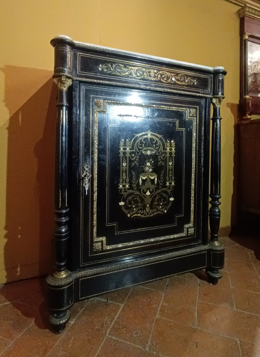 CREDENZINO BOULLE NAPOLEONE III META' XIX SECOLO-photo-2