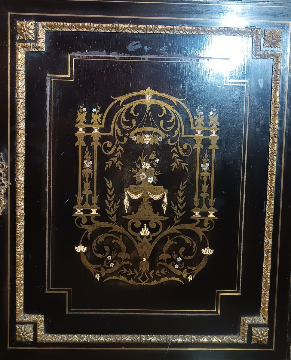 CREDENZINO BOULLE NAPOLEONE III META' XIX SECOLO-photo-3