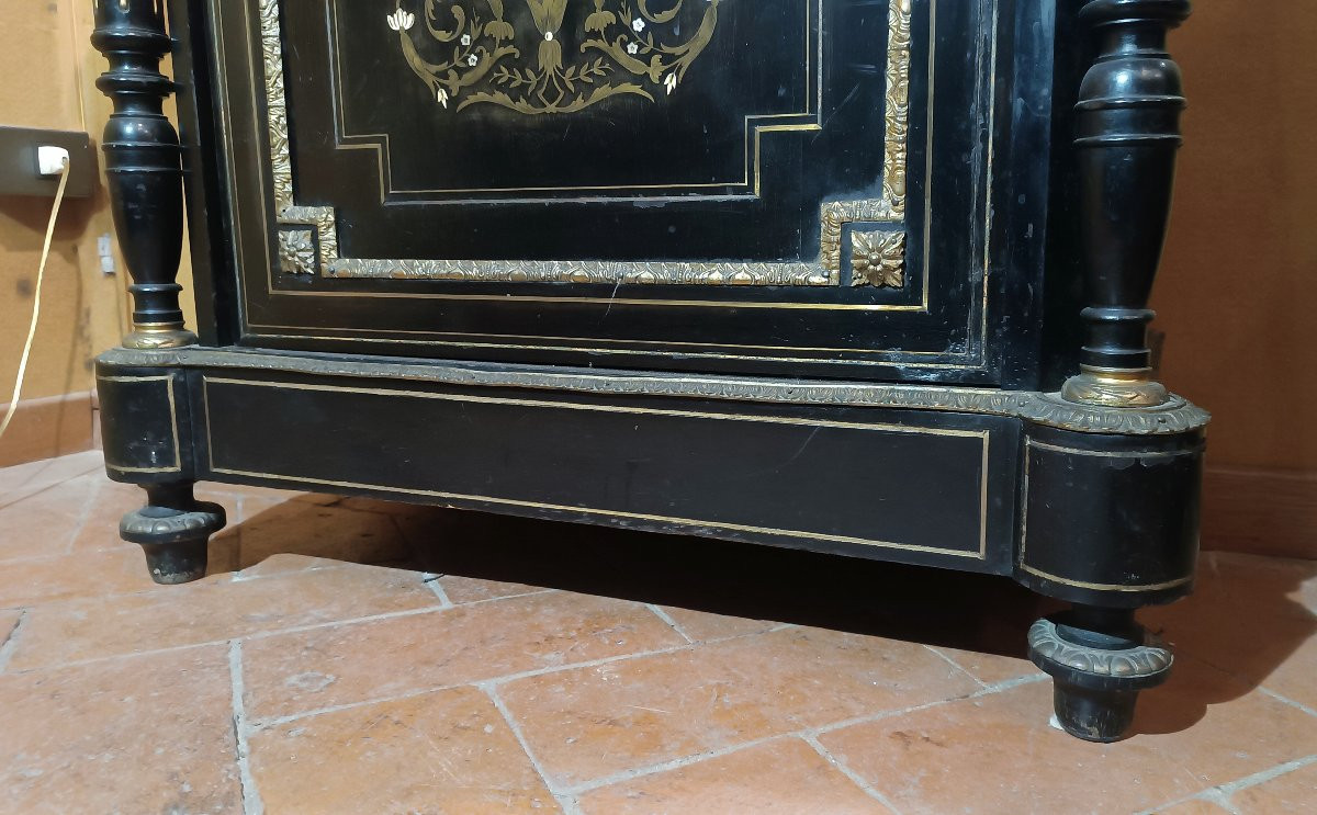 CREDENZINO BOULLE NAPOLEONE III META' XIX SECOLO-photo-5