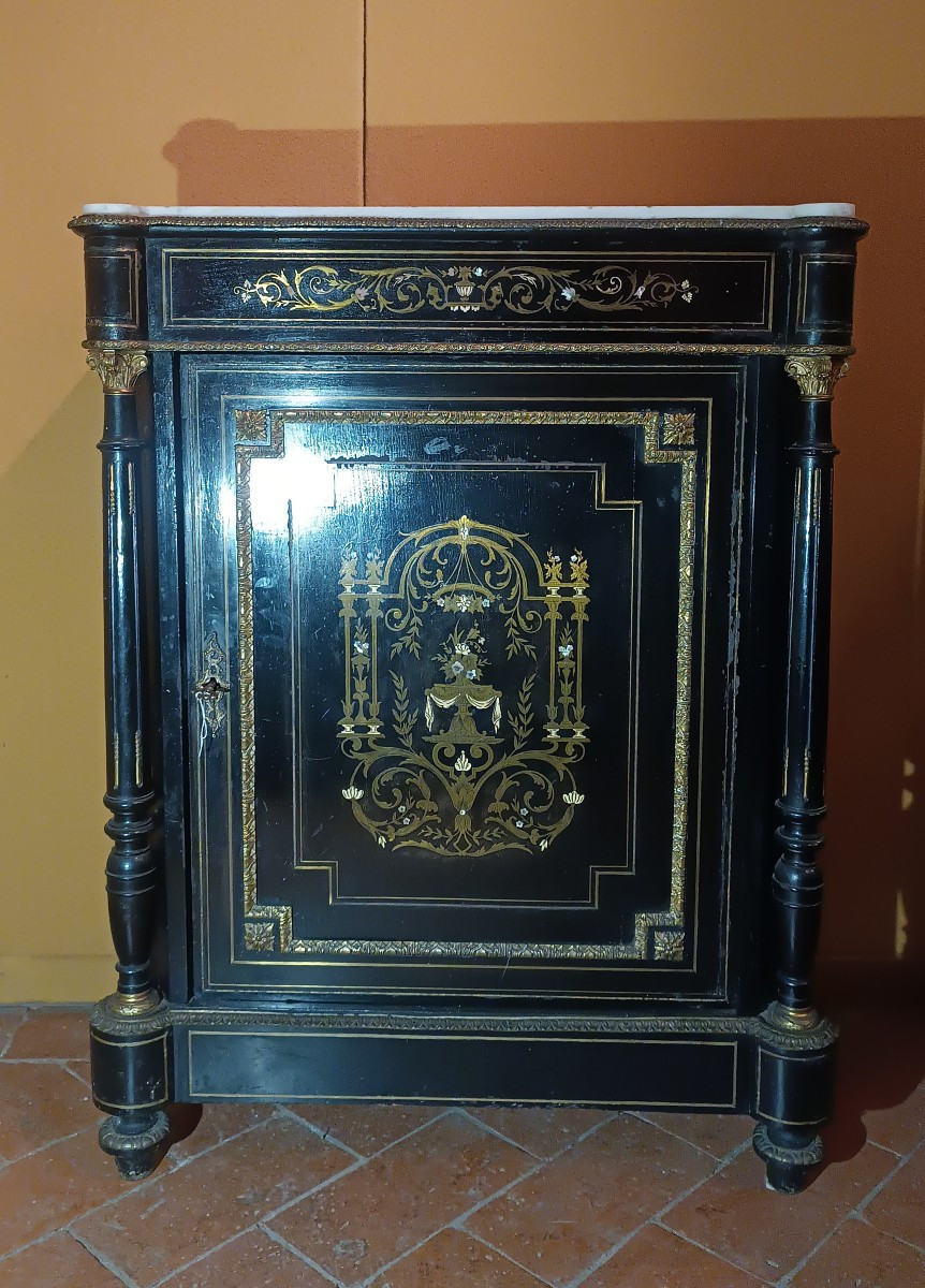 CREDENZINO BOULLE NAPOLEONE III META' XIX SECOLO