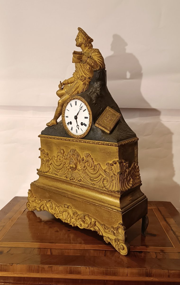 OROLOGIO NEOCLASSICO CON POETA FINE XVIII SECOLO-photo-2
