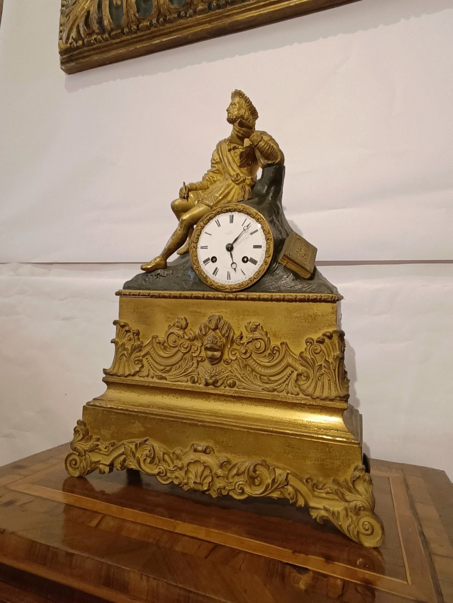 OROLOGIO NEOCLASSICO CON POETA FINE XVIII SECOLO-photo-3