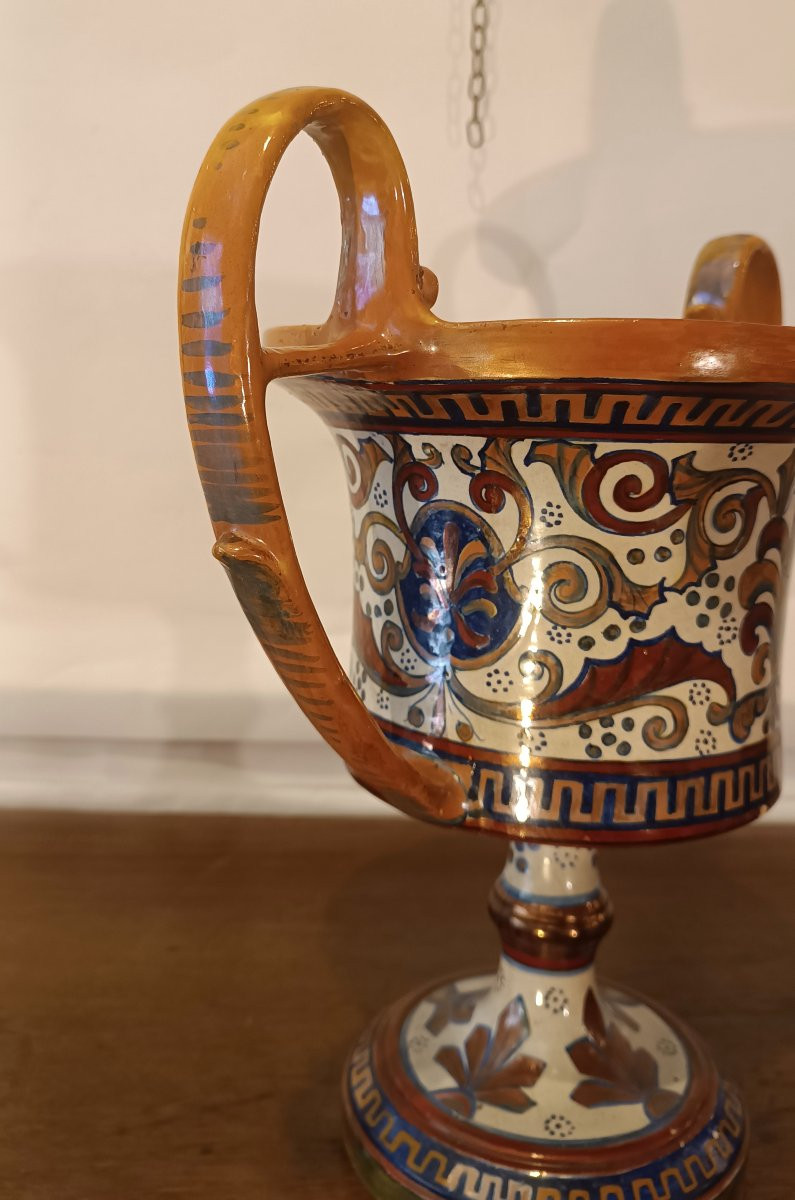 CRATERE IN MAIOLICA GUALDO TADINO PRIMI XX SECOLO -photo-1