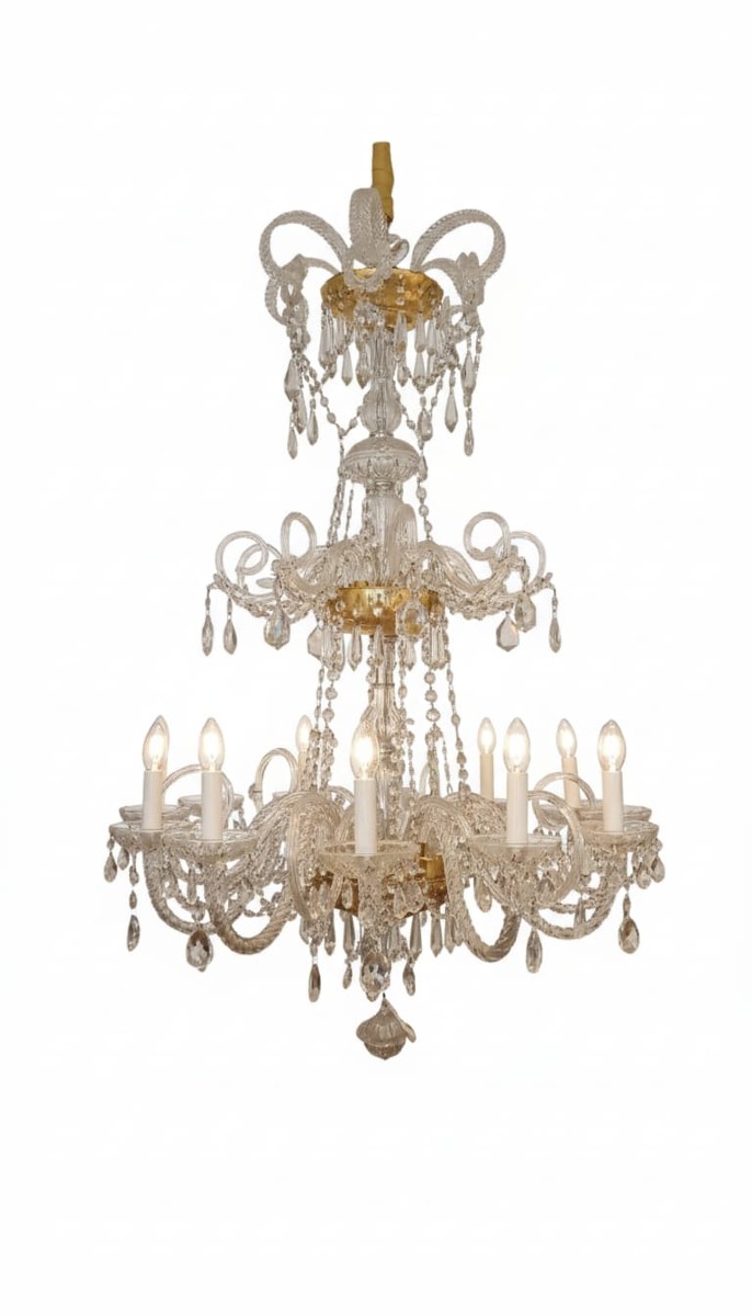 LAMPADARIO IN CRISTALLO FINE XIX SECOLO 