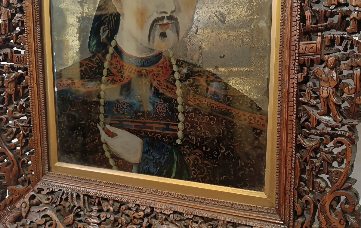 COPPIA DI DIPINTI A SPECCHIO QING FINE DEL XIX SECOLO-photo-2