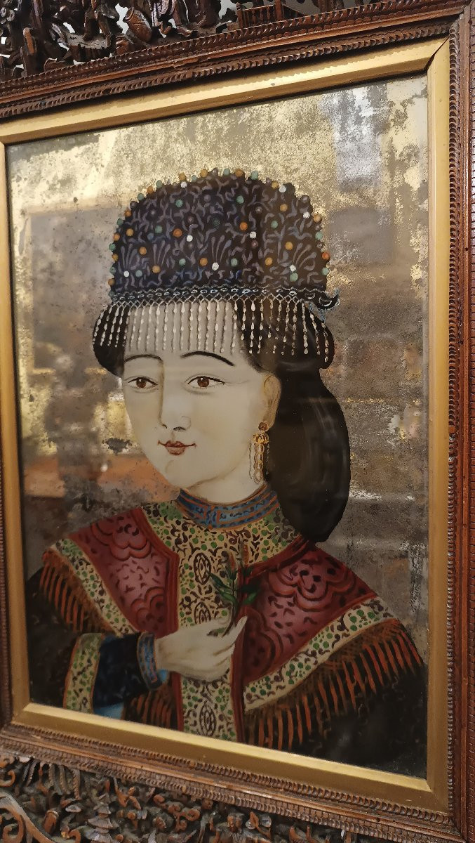 COPPIA DI DIPINTI A SPECCHIO QING FINE DEL XIX SECOLO-photo-4