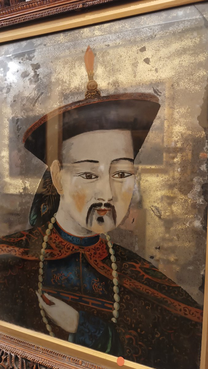 COPPIA DI DIPINTI A SPECCHIO QING FINE DEL XIX SECOLO-photo-5