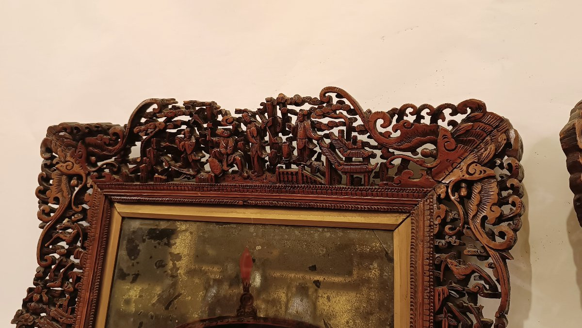 COPPIA DI DIPINTI A SPECCHIO QING FINE DEL XIX SECOLO-photo-6