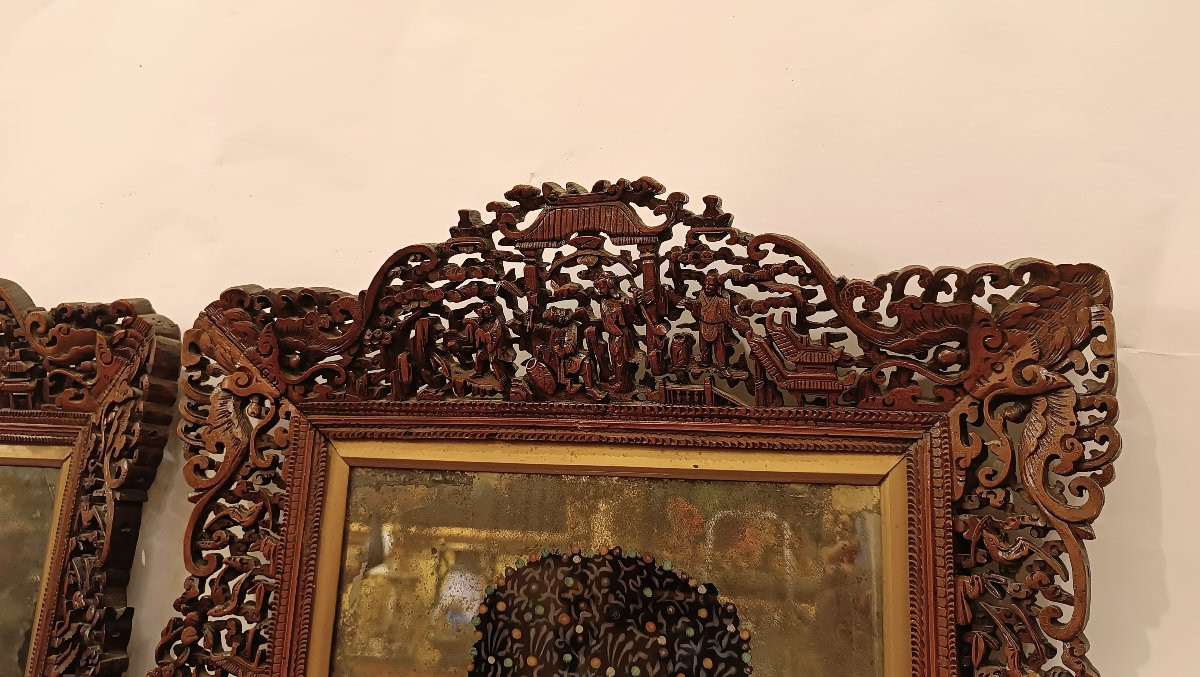 COPPIA DI DIPINTI A SPECCHIO QING FINE DEL XIX SECOLO-photo-7