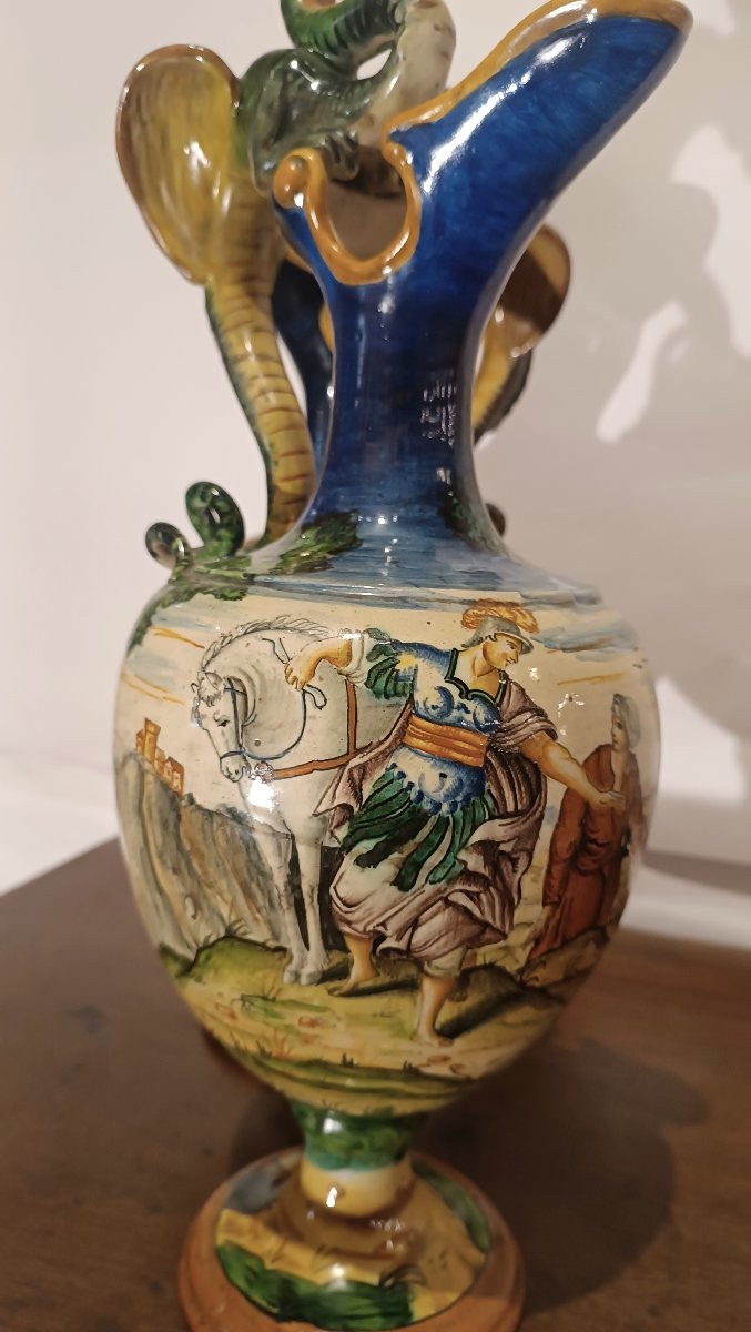 COPPIA DI VERSATOI ISTORIATI URBINO SECONDA META' DEL XIX SECOLO-photo-3