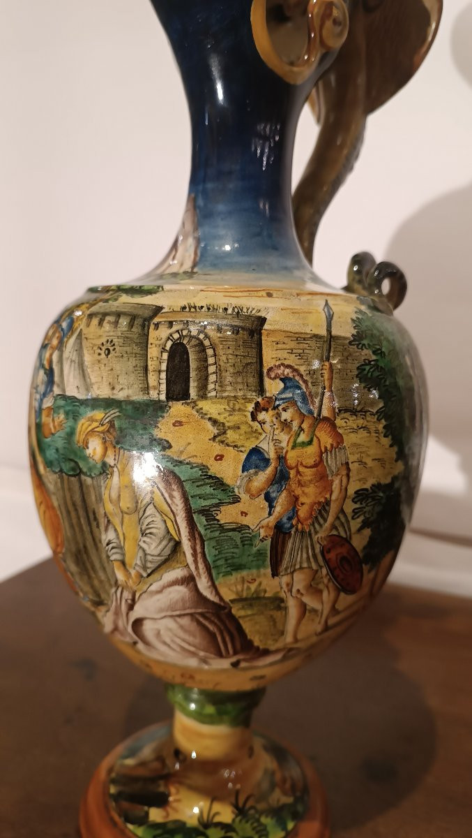 COPPIA DI VERSATOI ISTORIATI URBINO SECONDA META' DEL XIX SECOLO-photo-3