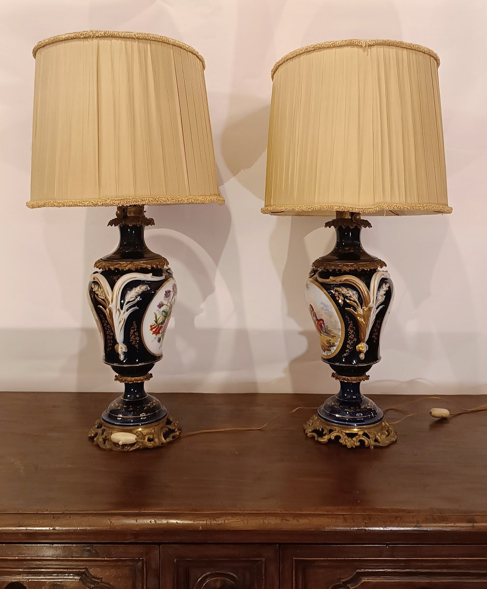 COPPIA DI LAMPADE IN PORCELLANA SÈVRES FINE XIX SECOLO -photo-3