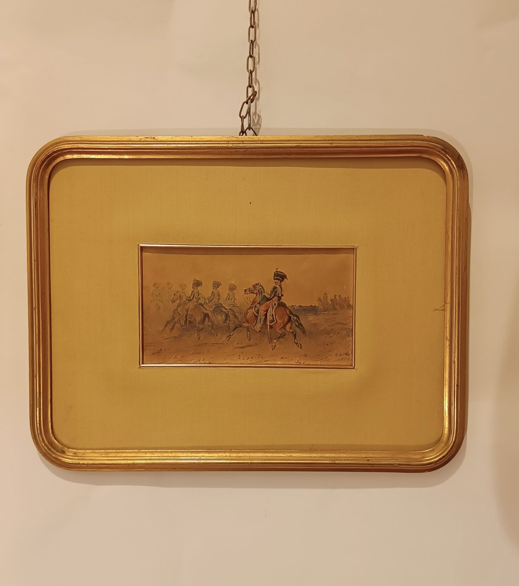 COPPIA DI QUADRETTI MILITARI SU CARTA FINE XIX SECOLO -photo-4