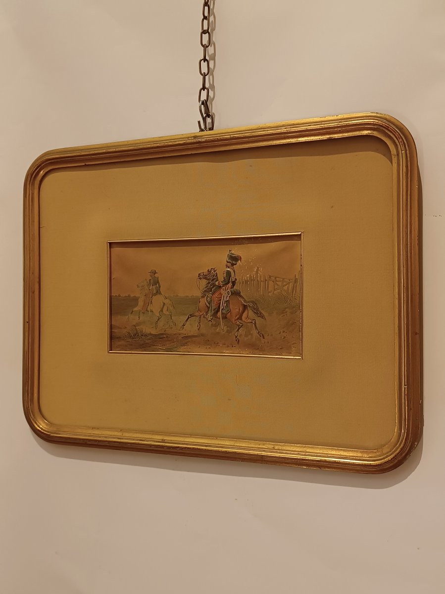 COPPIA DI QUADRETTI MILITARI SU CARTA FINE XIX SECOLO -photo-1