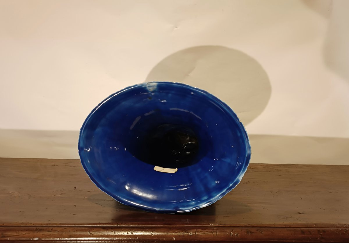 VASO IN MAIOLICA BLU SECONDA META' XIX SECOLO -photo-2