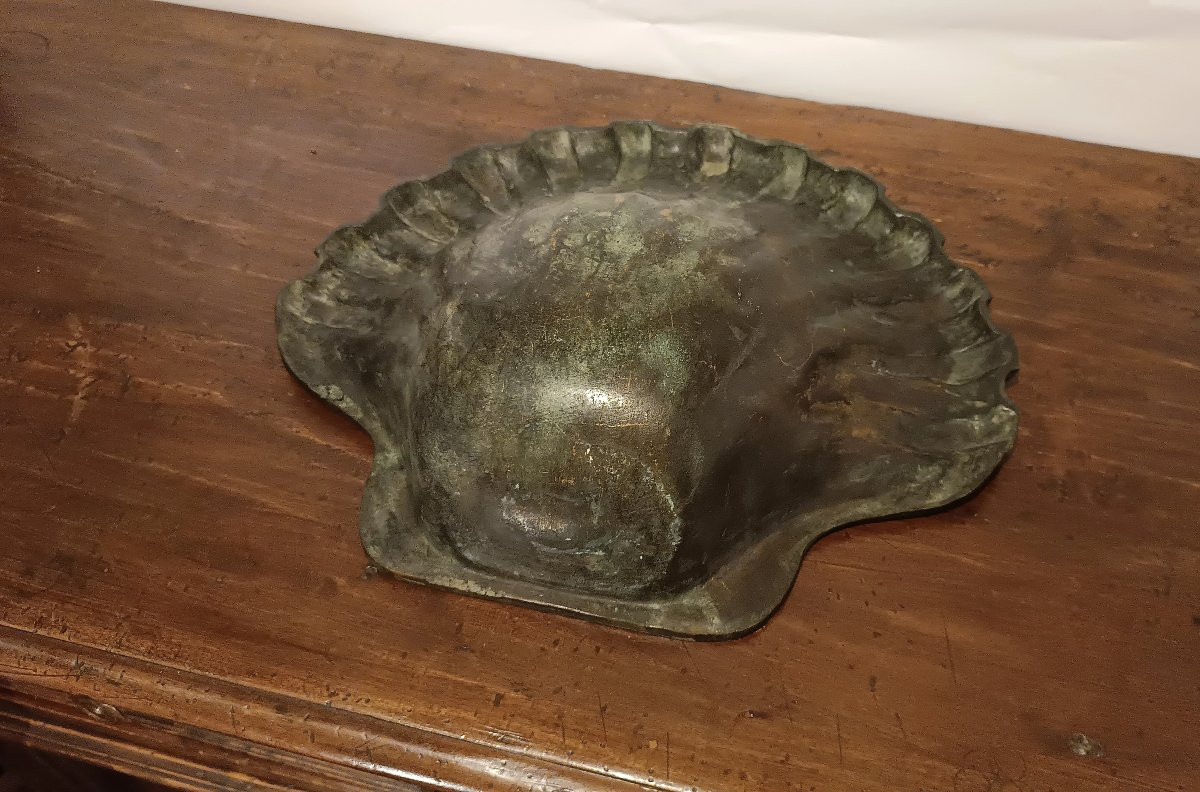 ACQUASANTIERA IN BRONZO FINE XVII-INIZI XVIII SECOLO-photo-2