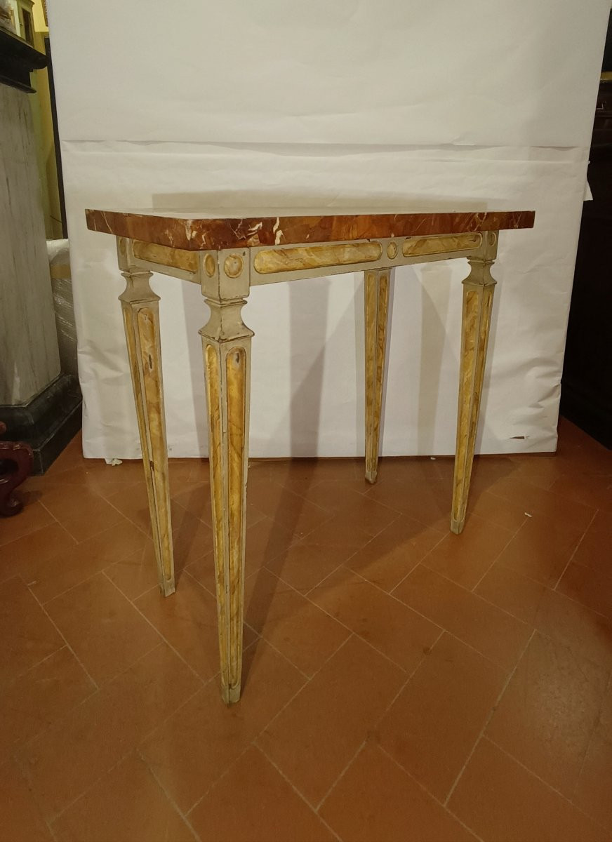 CONSOLLE LACCATA CON PIANO IN MARMO SECONDA META' XVIII SECOLO -photo-4