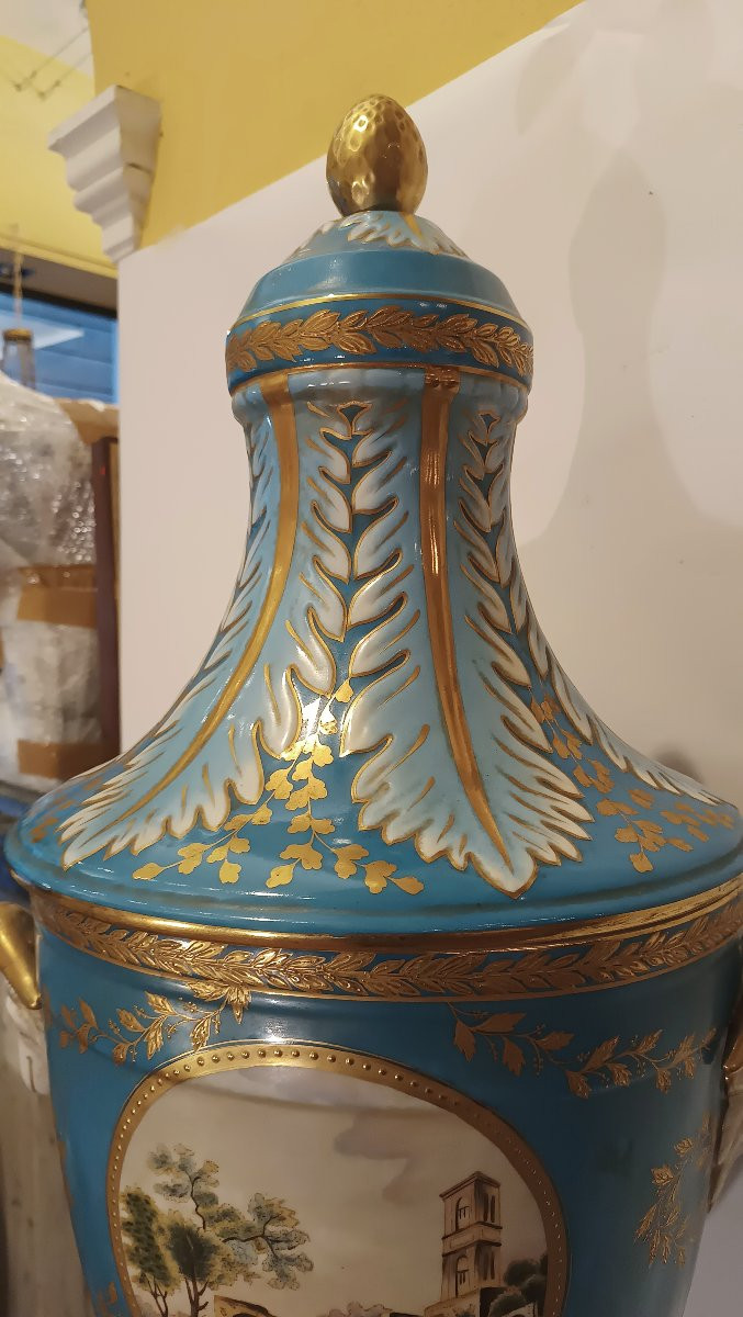 VASO IN PORCELLANA AZZURRO SECONDA META' XIX SECOLO-photo-7