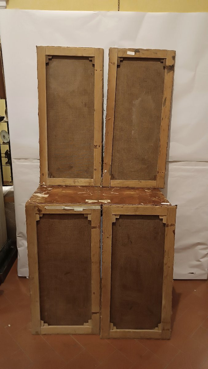 QUATTRO DIPINTI VIRTU' CARDINALI META' XVIII SECOLO-photo-7