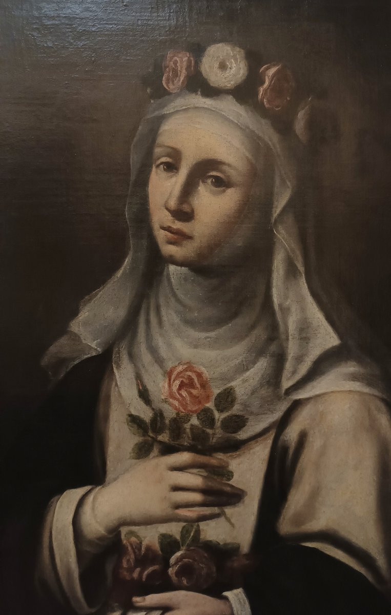 DIPINTO CON SANTA ROSA FINE XVII SECOLO -photo-3
