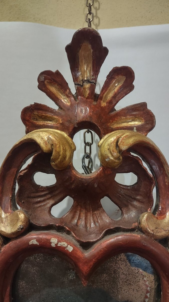 COPPIA DI APPLIQUES LACCATE E DORATE XVII SECOLO-photo-7