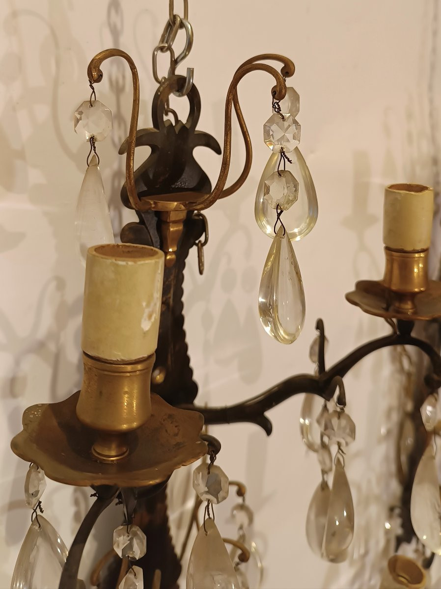 COPPIA DI APPLIQUES IN BRONZO E CRISTALLI PRIMI XX SECOLO -photo-5
