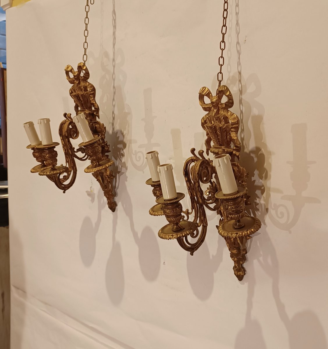 COPPIA DI APPLIQUES IN BRONZ DORATO SECONDA META' XIX SECOLO -photo-2