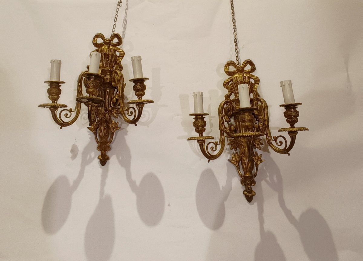 COPPIA DI APPLIQUES IN BRONZ DORATO SECONDA META' XIX SECOLO -photo-4
