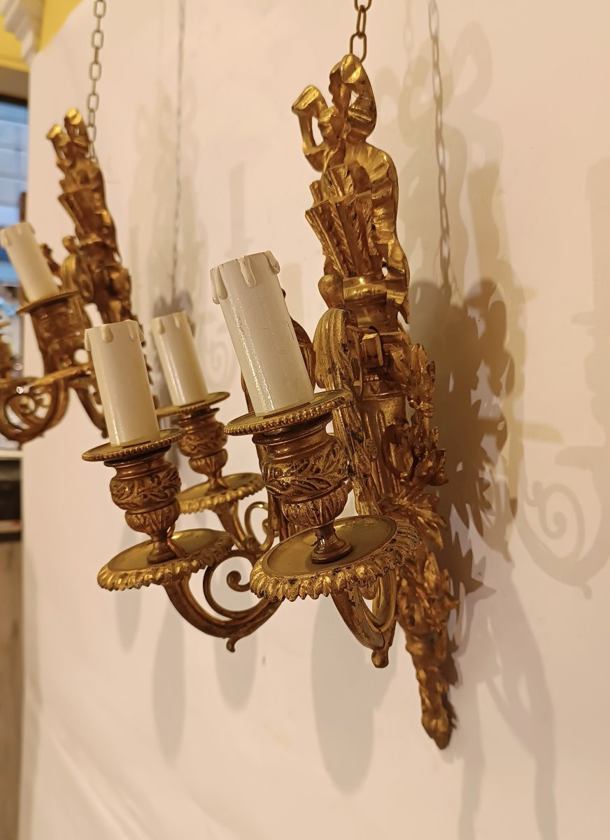 COPPIA DI APPLIQUES IN BRONZ DORATO SECONDA META' XIX SECOLO -photo-2